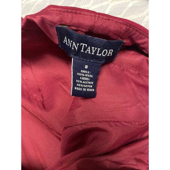 ANN TAYLOR Wool Blazer Size 6 Pants 8 Suit Set Womens Magenta Pink Career Lined - Picture 6 of 16